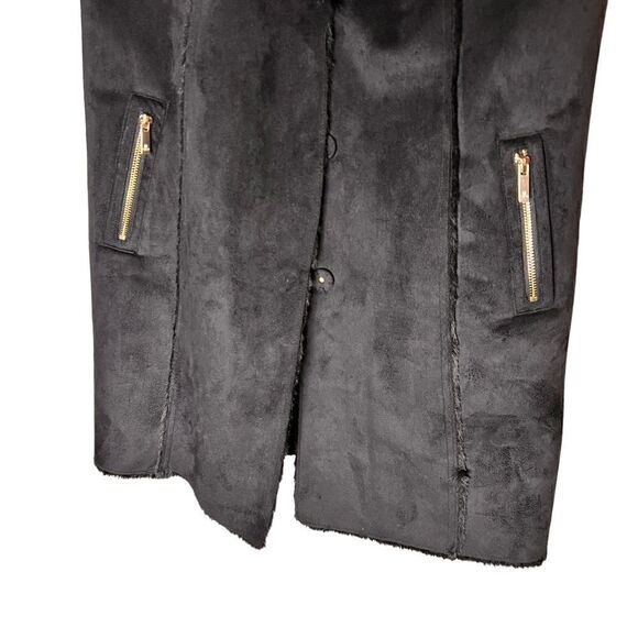 Dennis by Dennis Basso black faux suede and fur vest S - Picture 5 of 16